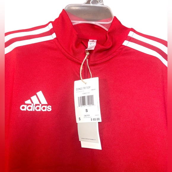 Adidas Activewear Top Mens Small Red 1/4 Zip High Neck Long Sleeve - Picture 2 of 9